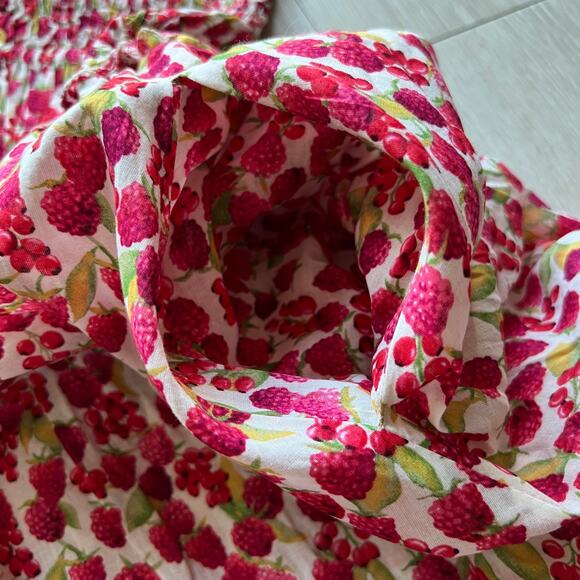 J Crew Smocked Maxi Dress In Raspberry Print Small Red - Picture 12 of 13